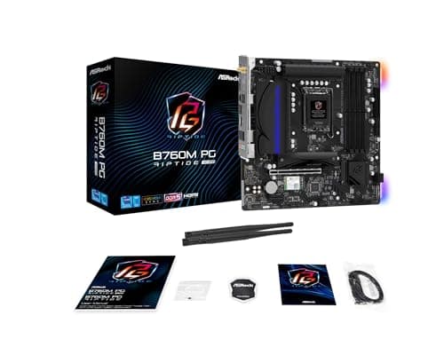 ASRock B760M PG Riptide WiFi Micro-ATX Motherboard | Supports 14th/13th/12th Gen Intel | DDR5 7200+ (OC) | WiFi 6E | 2.5G LAN | 14+1+1 Power Phase | Front & Rear USB-C