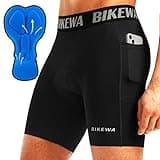 Men's 4D Padded Bike Shorts Cycling Underwear Biking Bicycle Road Riding Cycle Biker Padding Shorts for Men Side Pockets(Black,XL)
