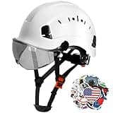 AOLAMEGS Construction Safety Hard Hat - ANSI Z89.1 Approved Safety Helmet with Visor & 50pcs Hard Hat Stickers Sliding Vented Hardhat for Men Women Adults Industrial Workwear Outdoor (Smoke Visor)