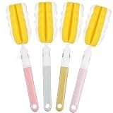 INVODA 4PCS Bottle Brush Long Handle Cup Cleaner Brush Sponge Bottle Scrubber Detachable Handle Portable Sponge Cleaning Brush for Baby Bottle Dishwashing Kitchen Clean Glasses Mugs (4 PCS)