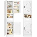 TEENFON 67" H Tall Storage Cabinet with 2 Doors, Bathroom Storage Cabinet, Kitchen Pantry Cabinets for Living Room, Dining Room, Bathroom, White