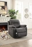 GOWE Contemporary Motion Recliner Chair 1pc Glider Rocker Recliner Living Room Furniture Slate Blue Breathable Leatherette