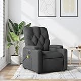 KHNLGFR Manual Recliner Chair with 6 Massage Points, Dark Grey Fabric Vibration Massage Recliner with Cup Holders and Side Pocket, 135-Degree Tilt