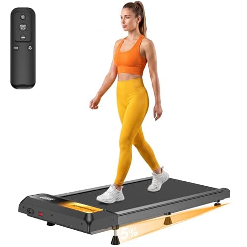 Walking Treadmill Pad Under-Desk with Incline - 2.5HP Home Running Pad LED Display Exercise Machine with Remote Control (Yellow)