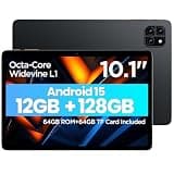 Callsky-Tab 10 Inch Tablet, Android Tablet 10 Inch, Android 15 Tablet, 12GB RAM+128GB ROM(64GB ROM+64GB TF Card Included), Octa-Core, 1280x800 IPS Display, Widevine L1, 6000mAh, Dual Camera