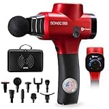 LifePro SonicPro Massage Gun Deep Tissue with Heat — Percussion Massager Gun 10 Speeds 9 Heads — Muscle Massager for Athletes Back, Legs, Arms
