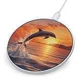 Sunset Dolphin Wireless Charger Magnetic Phone Induction Charger 10w Fast Wireless Charging Station Compatible with iPhone 17 16 15 14 13 12 Pro Max Samsung Galaxy S25 S24 S23