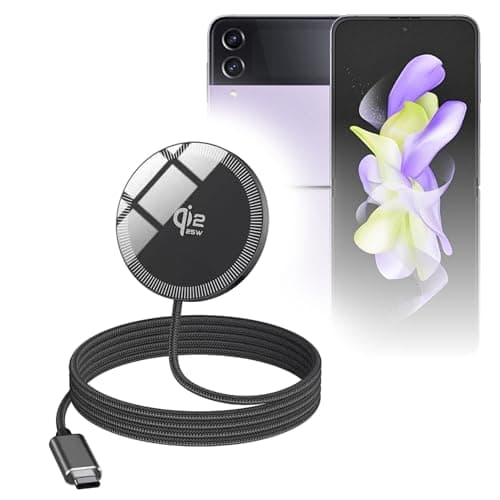 BoxWave Cables & Adapters Compatible with Samsung Galaxy Z Flip 4 - MagnetoDisc Qi2 Wireless Charger (25W), Circular Magnet Desktop Travel Disc - Jet Black