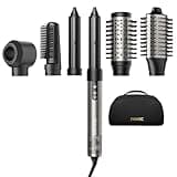 7MAGIC 6 in 1 Multi Hair Styler Dryer Brush, 110,000 RPM High-Speed, Negative Ionic, Fast Drying for Professional Blow Dry, Curling, Volumizing, Straightening and Styling, Silver