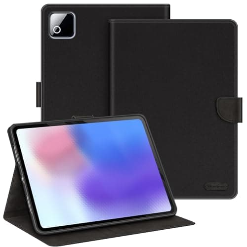 Shantime Leather Case Compatible with Xiaomi Pad 8 11.2 2025 Protective Cover with Inner TPU Silicone Shell, Built-in Stand and Rugged Drop-Proof(Black)