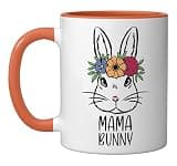 Mama Bunny Easter Bunny Happy Rabbit Costume for Easter Day Ceramic Mug, Orange/White