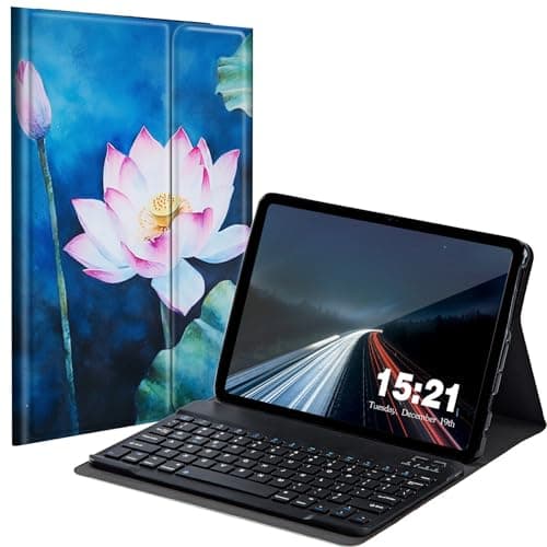 BREIDMKFM Keyboard Case for Kindle Fire HD 10 & 10 Plus Tablet (13th/11th Gen, 2023/2021 Release) 10.1", Smart Tablet Cover with Detachable Wireless Bluetooth Keyboard, Pink Lotus