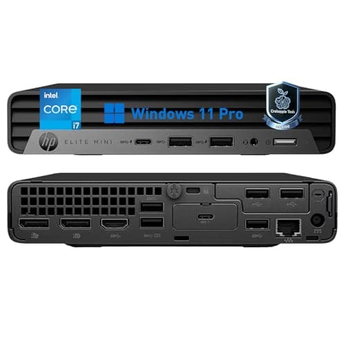 HP Elite Mini 800 G9 Business MFF Desktop, Intel Core i7-12700T, 32GB DDR5 + 1TB SSD, Support 4 Monitor, Wolf Security, Docking Station, Wi-Fi 6E, Bluetooth, RJ-45, Win 11 Pro