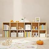 2-Tier 12-Cube Combinable Cube Storage Rack, Open Grid Bookshelf with Back Panel for Living Room Bedroom Study, Freestanding Multipurpose Display Rack for Home Decor & Daily Supplies (Wood Color)