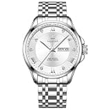 OLEVS Mens Silver Watches Luxury Waterproof Silver Watch for Men Analog Quartz Stainless Steel Men's Minimalist Watches Casual Wrist Watch Large Face with Day Date Relojes para Hombres
