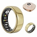 Smart Ring for Women Men Health Ring Fitness Ring Fitness Tracker Sleep Monitor/Heart Rate Monitor/Sports/Pedometer/Calorie for Android iOS with Battery Case Yellowgold 10#