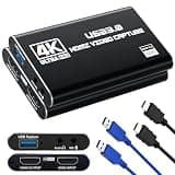 Guermok USB 3.0 HDMI Capture Card, 1080P 60FPS & 2K30 Video Capture Device with 4K HDMI Pass-Through, Mic Input & Audio Output for OBS Streaming, PS5, Switch 2/1, Xbox1, Camera, PC