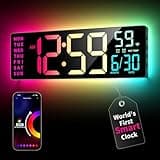 EASYERA Smart Digital Wall Clock with App Control, 16.5” Large RGBIC Wall Clock with Multiple DIY Color and Music Sync, LED Display, Auto DST, Plug-in Clocks for Classroom Home Gym Gaming