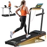 WELLFIT 12% Auto Incline Walking Pad with Handle Bar, Folding Treadmill