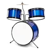Junior Kids Drum Set Kit - 3-Piece 14 Inch Beginner Drum Set with Throne Stool, Cymbal, Pedal, Drumsticks, Snare Bass Tom Drum, Portable Starter Musical Instrument Gift