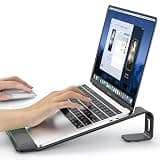 LOXP Laptop Stand for Desk, Metal Laptop Stand with Wrist Support, Ergonomic Detachable Laptop Riser, Aluminum Lectern, Computer Stand for MacBook Air Pro, HP, Dell, XPS, HP (10-17") Laptops - Black