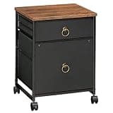 HOOBRO File Cabinet, 2-Drawer Vertical Mobile Office Cabinet, Rolling Printer Stand, for A4/Letter Size Files, Nonwovens Drawer, for Home Office, Rustic Brown and Black BFK21WJ01