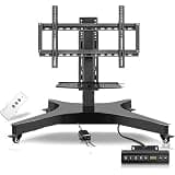 VgtHK Motorized Rolling Tv Stand - Adjustable Height Mobile Floor Cart with Wheels for Easy Movement and Optimal Viewing