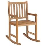 DXKDUSOKJ Teak Wood Rocking Chair with Green Cushion for Indoor Outdoor Use