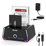 Hard Drive Docking Station , USB C Dual Bay Dock for 2.5/3.5" SATA HDD SSD, Hard Drive Reader Up to 5Gbps, Support UASP Offline Clone Function