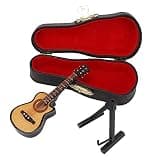 Omquot Miniature Electric Guitar Model, Exquisite Decor Handmade for Office and Office, Linden Wood and Metal Ornaments (10cm Cutaway Guitar)