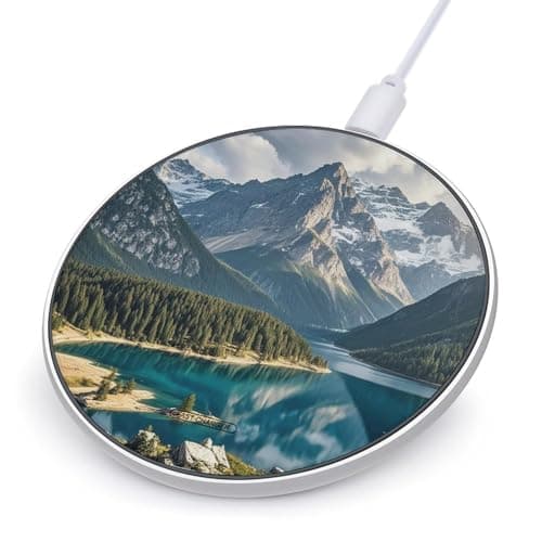Lake Under Mountain Wireless Charger Portable 10W Fast Wireless Charging Pad Compatible with Phone Ultra-Thin Charging Station Lightweight Charger Mat for Travel Home Office Desk