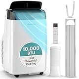 SereneLife Small Air Conditioner Portable 10,000 BTU with Built-in Dehumidifier - Portable AC unit for rooms up to 450 sq ft - Remote Control, Window Mount Exhaust Kit
