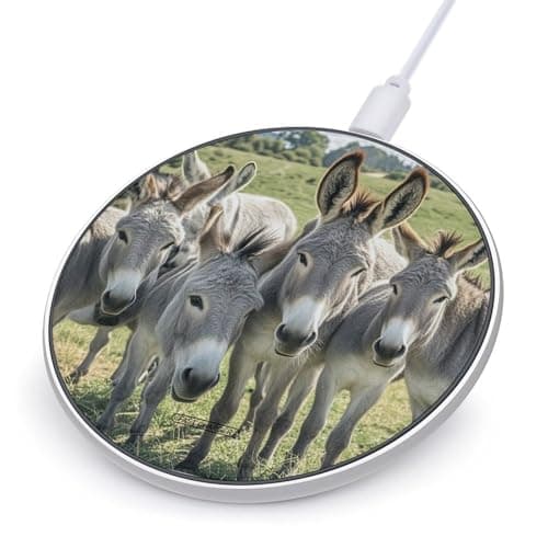 Donkey Animals Wireless Charger Portable 10W Fast Wireless Charging Pad Compatible with Phone Ultra-Thin Charging Station Lightweight Charger Mat for Travel Home Office Desk