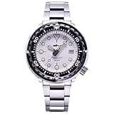 LURCAN Heimdallr Series Luxurious Men's Automatic Diver Dress Watch NH35A Movement 200m Waterproof Mechanical Wristwatch with Sapphire Crystal and C3 Super Luminous (White, Stainless Steel)