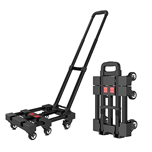 GAOFEMZ Hand Trucks Hua Portable Folding Hand Truck, 6-Wheel 360°Rotating Trolley, 150kg Capacity, for Luggage, Travel, Shopping, Cars, Transportation Push-Pull Carts