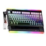 MEETION Vibekey75 Keyboard, Wireless Gaming Keyboard, Custom RGB Backlit Membrane Keyboard with RGB Light Bar, BT5.0/2.4GHz/USB-C Mode, Side Printed Mechanical Feel Keyboards in 75% Compact Layout