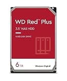 Western Digital 6TB WD Red Plus NAS Internal Hard Drive HDD - 5400 RPM, SATA 6 Gb/s, CMR, 64 MB Cache, 3.5" - WD60EFRX