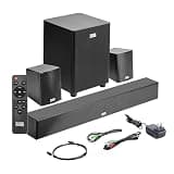 Acoustic Audio 5.1 Surround Sound Home Theater Sound Bar with Bluetooth, RCA, Optical, ARC, AUX, Wireless Subwoofer and Remote Control - AA5190 (Black)