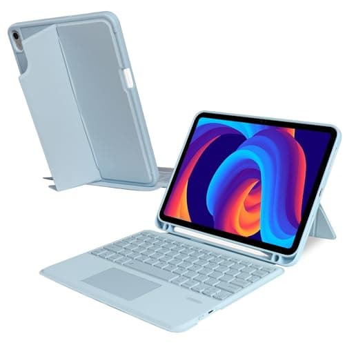 VOVIPO Compatible for iPad A16 11th Generation Case with Keyboard,Multi-Touch Trackpad,Wireless Detachable Keyboard,Stand Cover with Pen Holder for iPad 11 inch A16 2025 &10th Gen 10.9" 2022,Blue