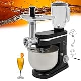 uhyOHF Kitchen Mixer | Kitchen Mixer Machine | Food Blender and Meat Grinder | Mixing Jug, Dough Hook, Whisk, Splash Guard | 6L Stainless Steel Bowl | Multifunctional Kitchen Mixer for Cookin,