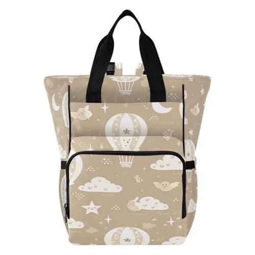 Kigai Cute Hot Air Balloon Diaper Bag Backpack for Baby Travel Waterproof Multi‑Pocket Baby Bag with Insulated Bottle Holders & Stroller Straps for Mom & Dad