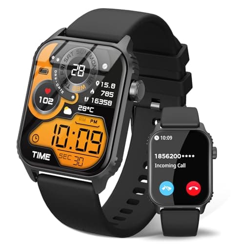 DIVOAZBVO Smart Watch for Men, Sleep Monitor, IP67 Waterproof, Bluetooth Call & Music Control Fitness Watch for iPhone/Android (Jet Black)