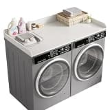 DTK Washer Dryer Countertop, Wood Topper with Edge Rails, Washer and Dryer Countertop with Anti-Slip Strips, 54" Width x 27.5" Depth Cover for Laundry Room Organization and Storage, White