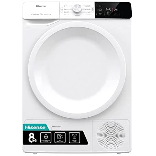 Hisense DCGE801 60cm Freestanding 8kg Front Load Condenser Dryer - 16 Programs - Cabinet Drying - Air Freshening - Start Delay - White