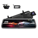 Upgraded 10'' Rear View Mirror Camera Mirror Dash Cam Front and Rear 1080P Backup Camera Full Touch Screen w Loop Recording, G-Sensor Night Vision 170° Wide Angle