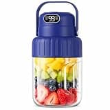 Portable Blender for Smoothies juicer, 33.8 oz Personal Blender with Ice-Crushing, 32-Blade Steel Head, Digital Display, Type-C Charging, Leak-Proof for Outdoor, Camping, Fitness (Blue)