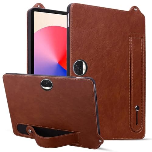 OWSIHNZBF Non-Yellowing Tablet Case Compatible with Honor MagicPad 2 12.3 Inch 2024, Shockproof Stand, Wrist Strap, Tablet Case, Leather, TPU Tablet Case with Pen Holder (Brown)