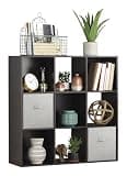 Whitmor 9 Cube Storage Organizer, 3 Tier Stackable Mdf Wood Bookcase, Open Storage Display Bookshelf, Storage Cabinet for Living Room, Bedroom, Home, Office, 35.5"L x 11.7"W x 35.5"H, Espresso