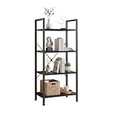 DUMOS 4 Tiers Open Bookshelf, Classic Freestanding Tall Display Shelf, Multifunctional Storage Organizer Rack for Living Room Home Office, Sturdy Bookcase for Books/Movies, Black