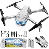 Drone with 1080P Camera - Foldable Remote Control Quadcopter with Gesture Control, 3D Flip, One Key Start, Emergency Stop, 2 Batteries, Easier to use, Toy for Adults Beginners, Grey